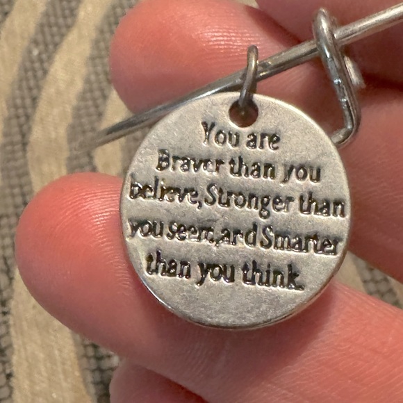 Chrome-plated Silver “Braver Than You Believe” Bracelet - Picture 4 of 7